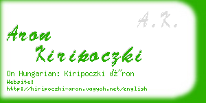 aron kiripoczki business card